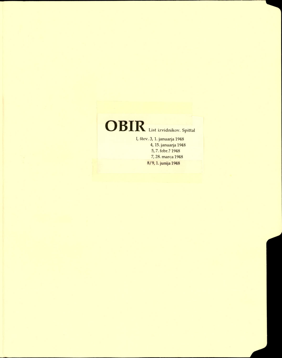 Periodical publication Obir