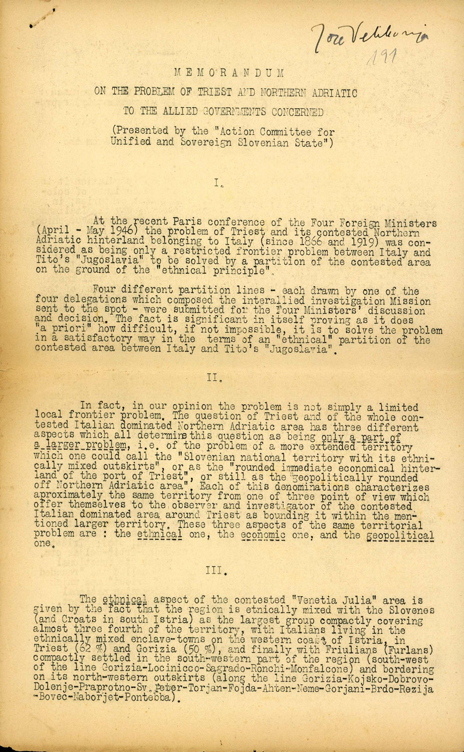 Slovensko državno gibanje, Spomenice in izjave za samostojno Slovenijo